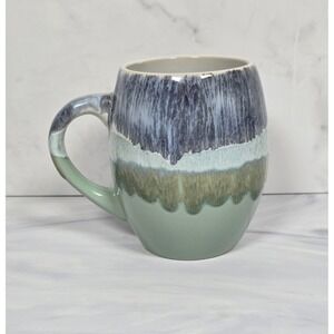 Aphorism Rustic Ceramic Sea Green Sage Blue Drip Glaze Coffee Cup Mug